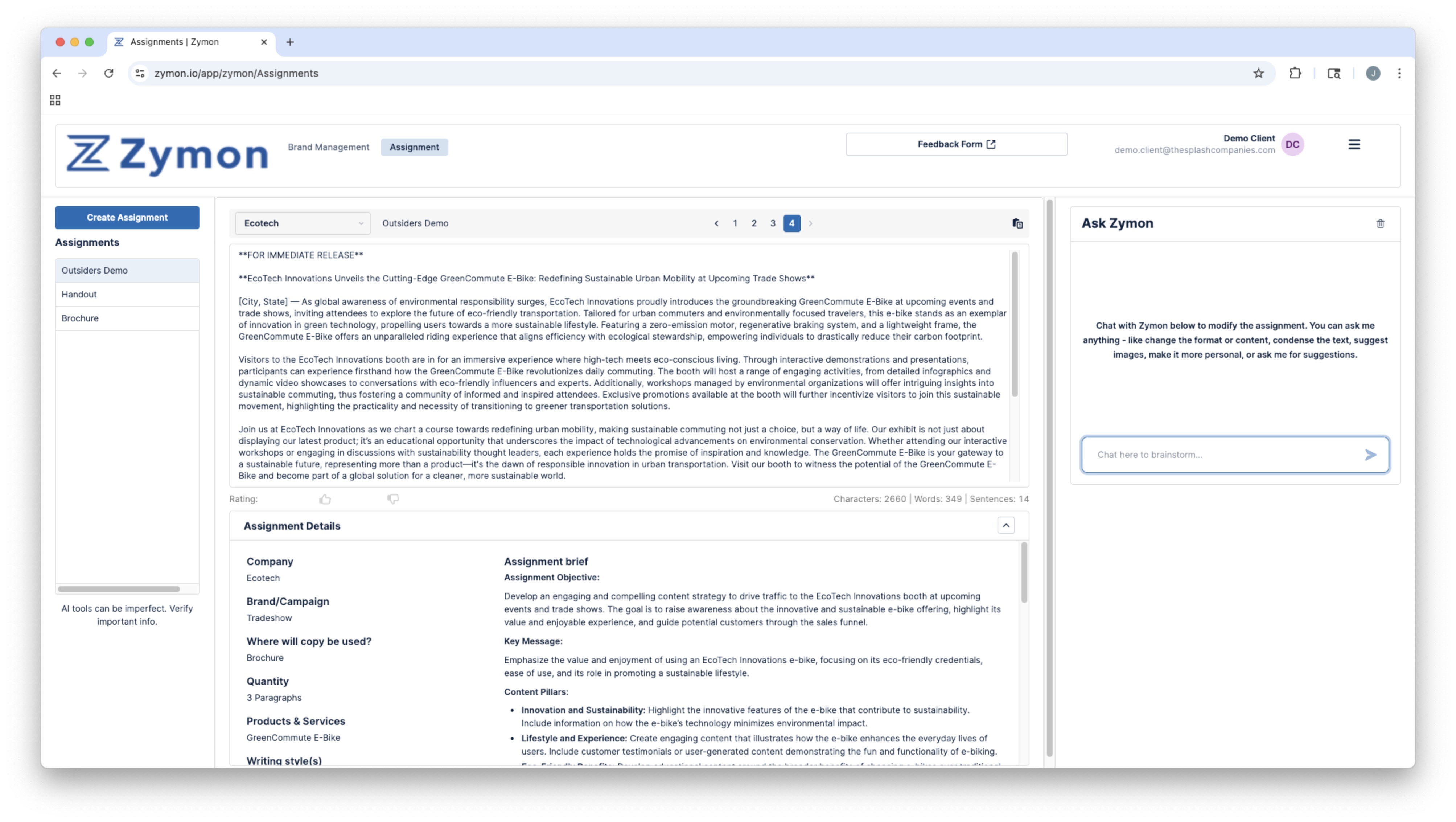 Zymon AI Marketing Assignment Page