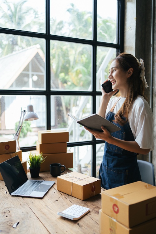 Small Business Owner Talking on the Phone